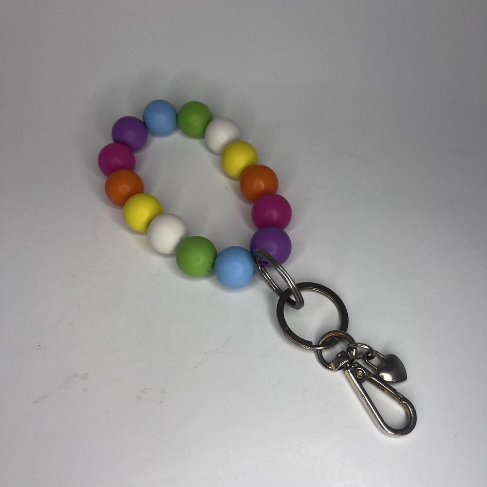 Colorful Beaded Keychain with Lobster Clasp And Heart Charm